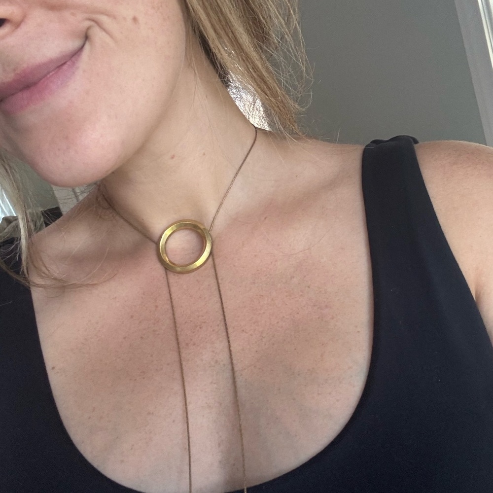 Madewell 'Bolo' Gold Circle Adjustable Pendant Necklace